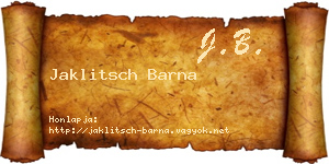 Jaklitsch Barna névjegykártya